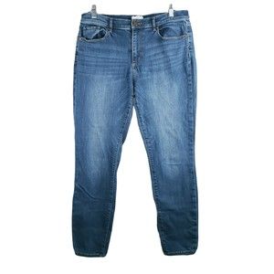 Loft Outlet Skinny Jeans Womens 12 Blue Medium Wash Whiskering Mid-Rise